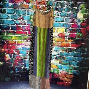 Key West Clothing Co. Patchwork Spaghetti Strap Maxi Dress Large